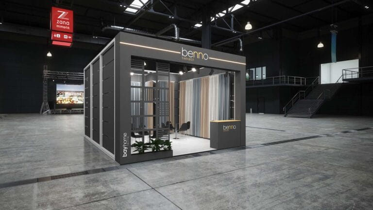 Benno Tekstil hibrit fuar standı 3D genel görünümü