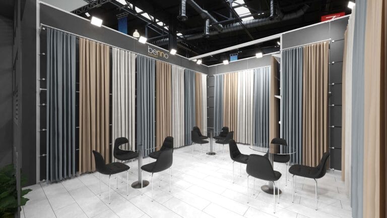 Interior 3D view of the Benno Textile exhibition stand