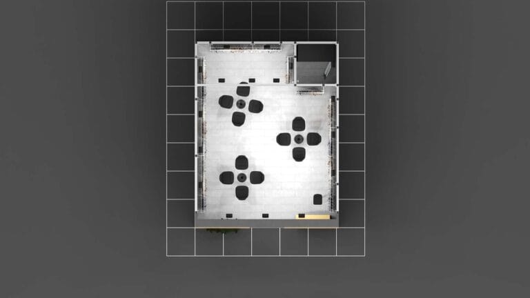 Top-view layout of the Benno Textile exhibition stand