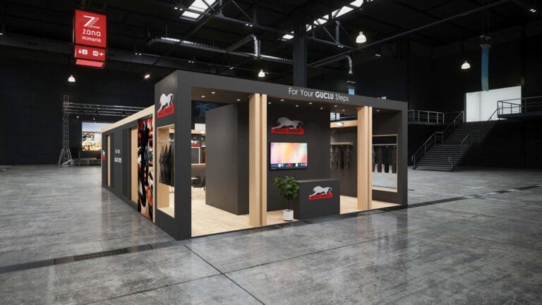 Güçlü Deri AYSAF 2024 3D stand tasarımı 2