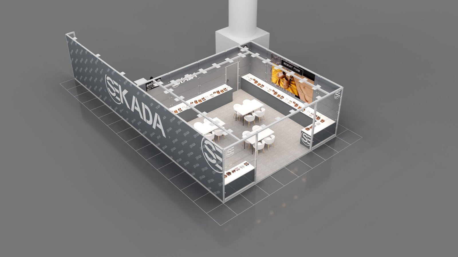 Sekada AYMOD standı tasarım detay renderı