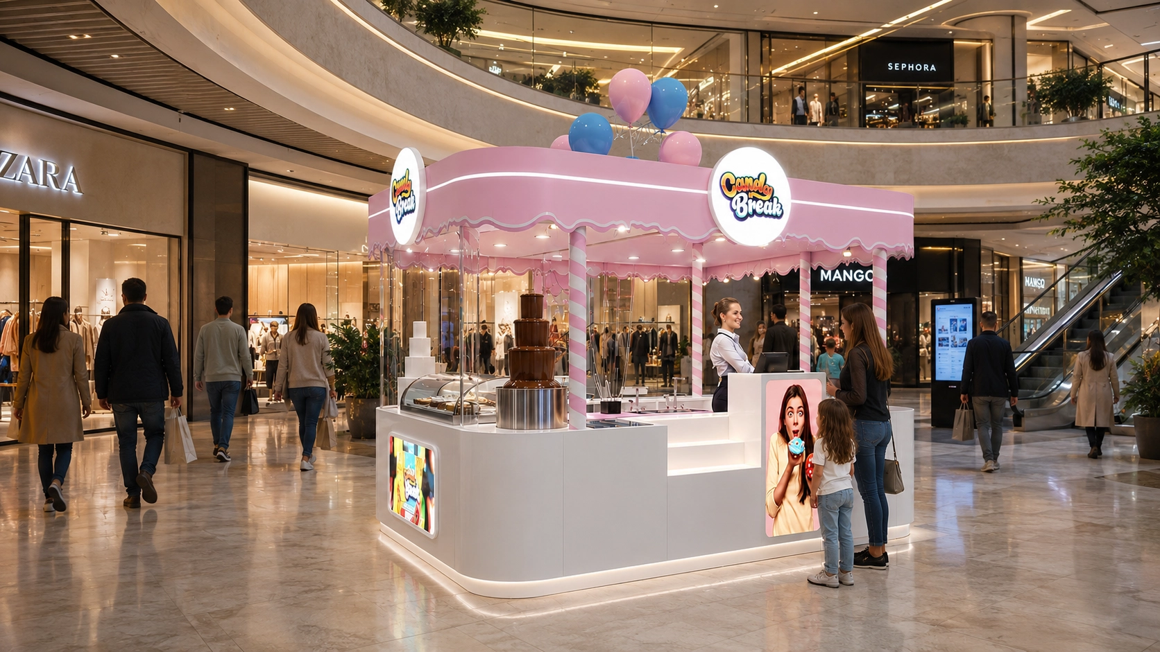 Candy Break AVM kiosk projesi — Zana Mimarlık