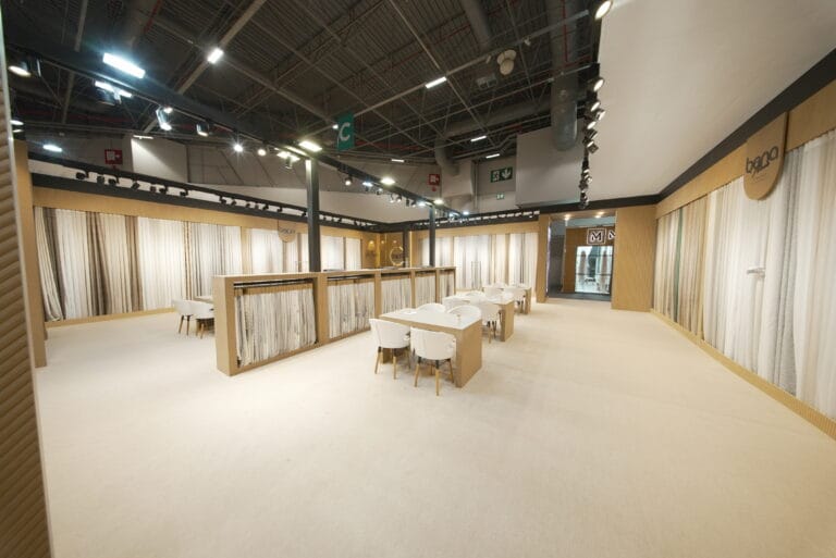 Home textile display and circulation inside Bona Home’s HOMETEX stand